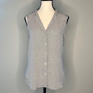 Express Women’s Sleeveless White Blouse with Black Polka dDots, Size XS
